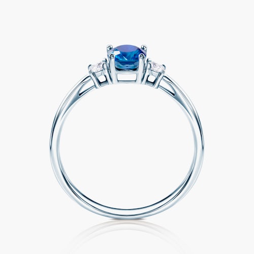 Pierścionek Heart of the Ocean: białe złoto, niebieski szafir